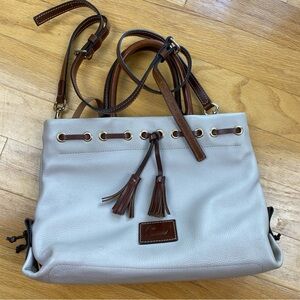 Dooney and Bourke Ariel Pebble Satchel Tassel Magnetic Close, White Handbag